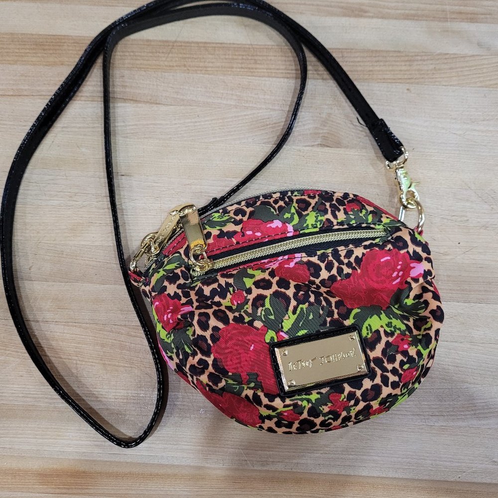 Betsey Johnson Red Floral Leopard Crossbody Bag